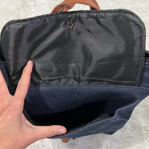 Guess Los Angeles Blue Denim Fabric Backpack Tote - Picture 10 of 12